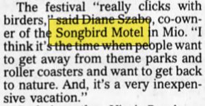 Songbird Motel - Jan 1997 Article